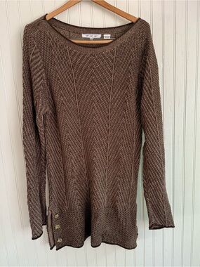 Cozy Brown Knit 100% Cotton Sweater Size M
